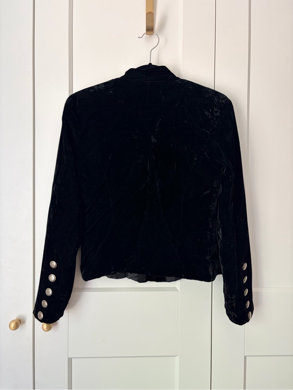 Lucia Lukken Broomskirts Women's Black Velvet Button-Front Blazer Jacket | M - Picture 2 of 6